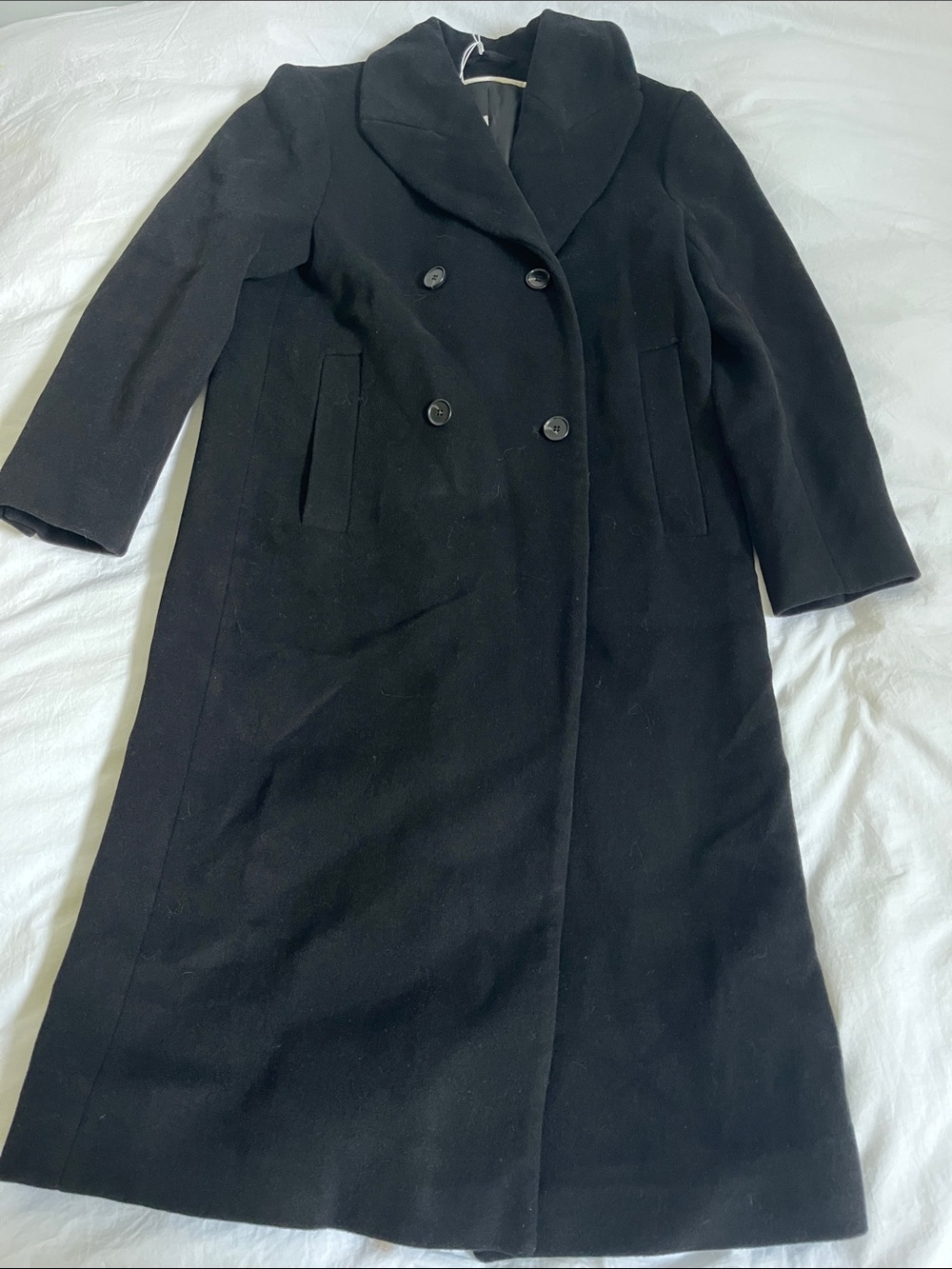 COS black double breasted wool long coat